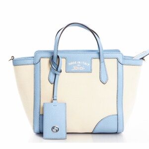 Elegant Blue and Cream Women's Handbag